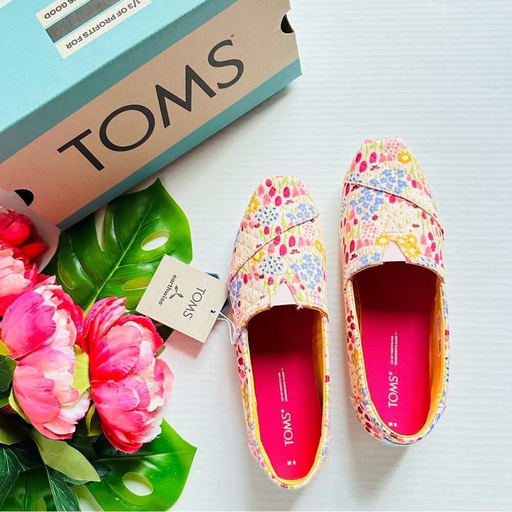 TOMS Alpargata Parfait Pink Repreve Flower Fields Quilted Knit NEW